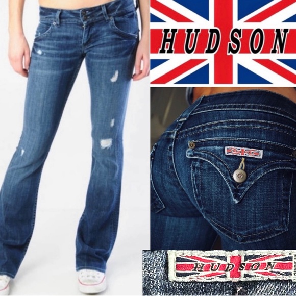 Hudson Jeans Denim - 🇬🇧Hudson Low Rise Signature Distressed & Frayed Boot Cut Flare Jeans 27 X 33
